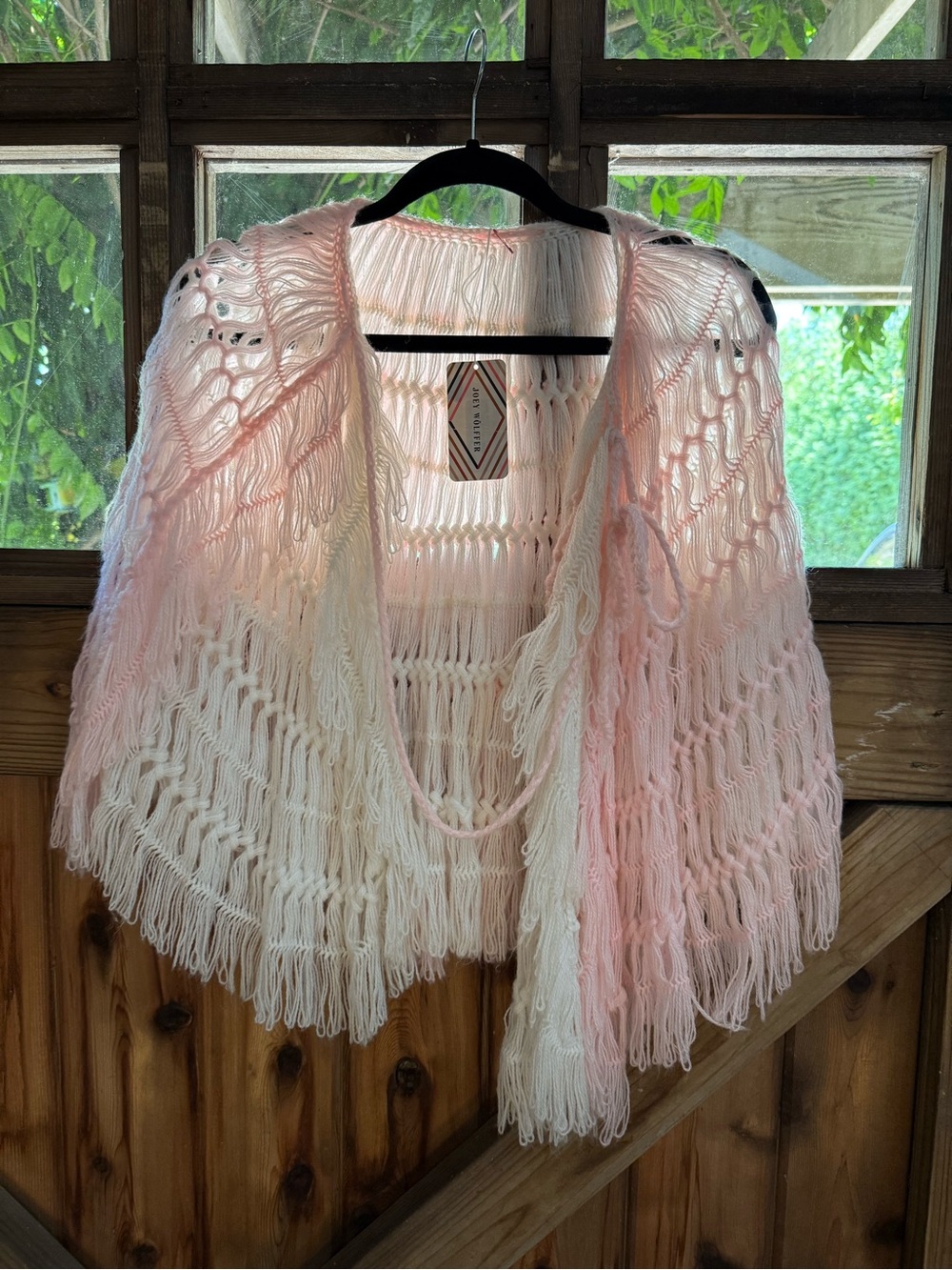 Unique Vintage Pink And Cream Knit Top View 2